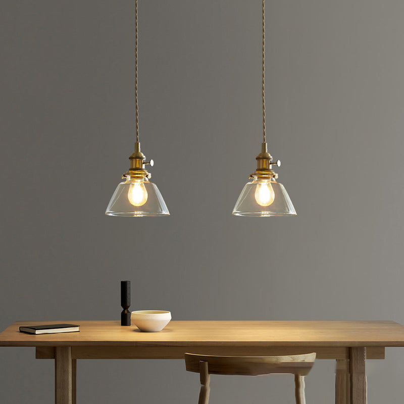 Lampada sospesa in bronzo in bronzo in vetro in stile a sospensione geometrica in stile retrò industriale per sala da pranzo