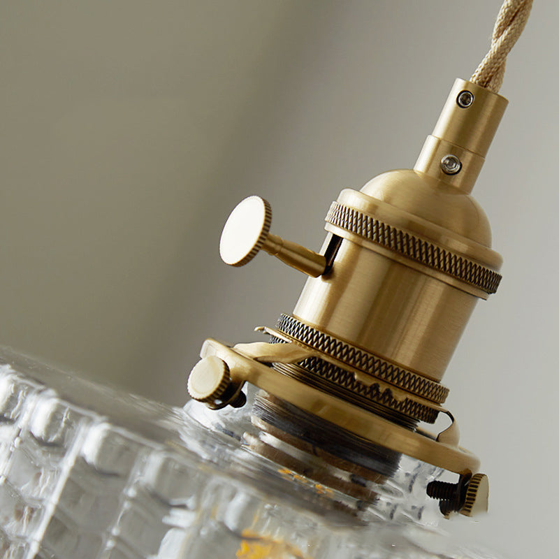 Lampada sospesa in bronzo in bronzo in vetro in stile a sospensione geometrica in stile retrò industriale per sala da pranzo