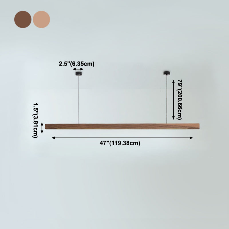 Modern Wood Chandelier Lamp Linear 1 Light LED Island Pendant for Office