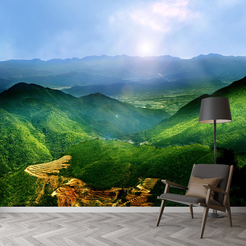 Mountain View Wall Mural Wallpaper Modern Mildew Resistant Wall Covering