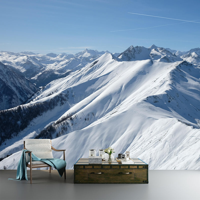 Snow Mountain Wall Mural Wallpaper Modern Style Mildew Resistant for Decoration