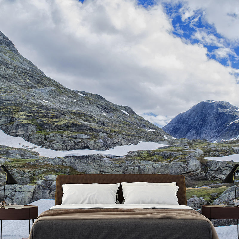 Snow Mountain Wall Mural Wallpaper Modern Style Mildew Resistant for Decoration