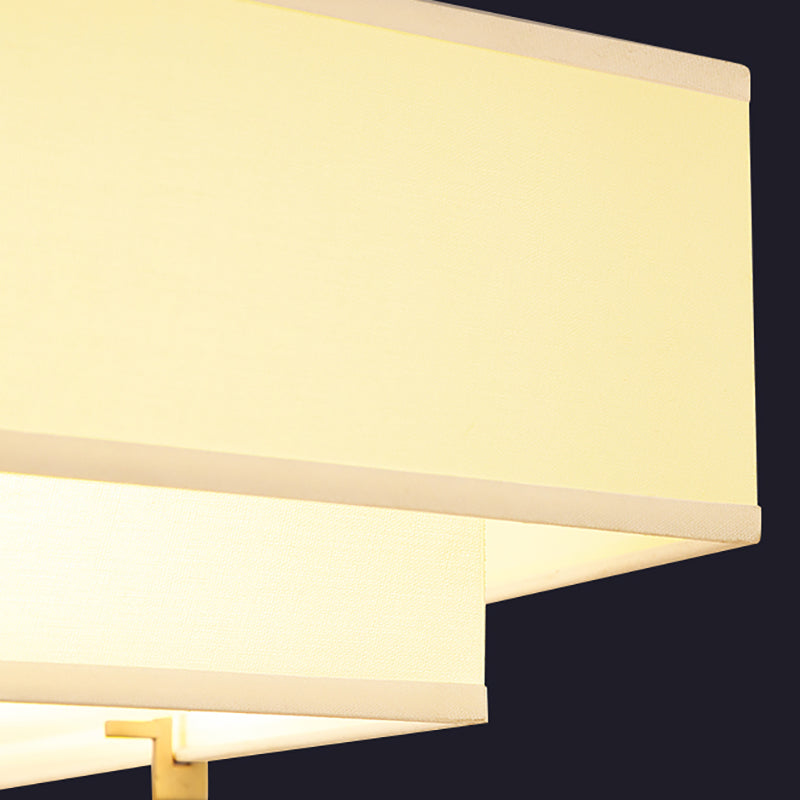 Brass Geometric Pendant Lamp Classic Fabric Chandelier for Living Room