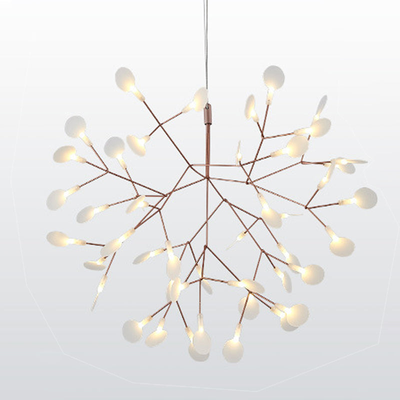 Rose Gold Branches Hanging Lamp Designer Style Metal Chandelier for Living Room
