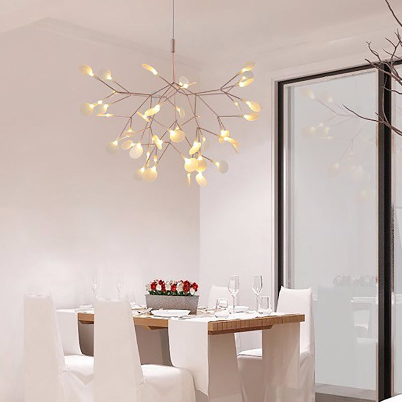 Rose Gold Branches Hanging Lamp Designer Style Metal Chandelier for Living Room