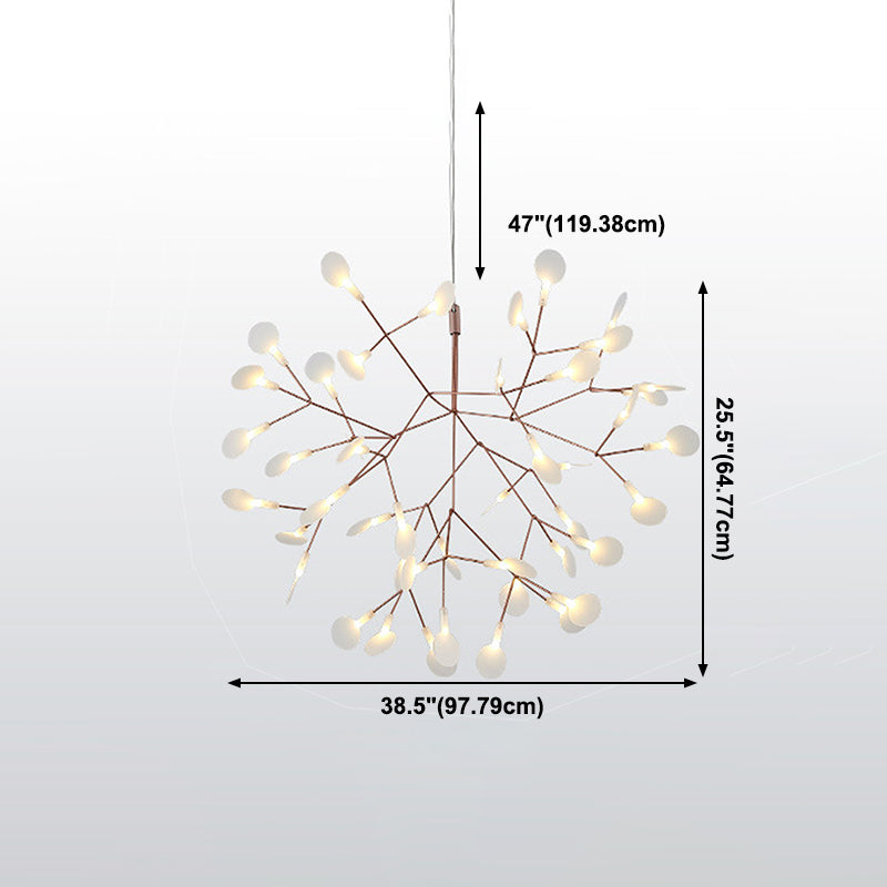 Rose Gold Branches Hanging Lamp Designer Style Metal Chandelier for Living Room