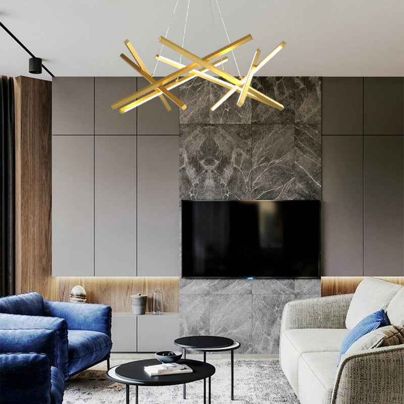 Lineaire kroonluchter verlichtingsarmaturen Moderne hanglampen met 8 lichte ophanging met witte acrylschaduw