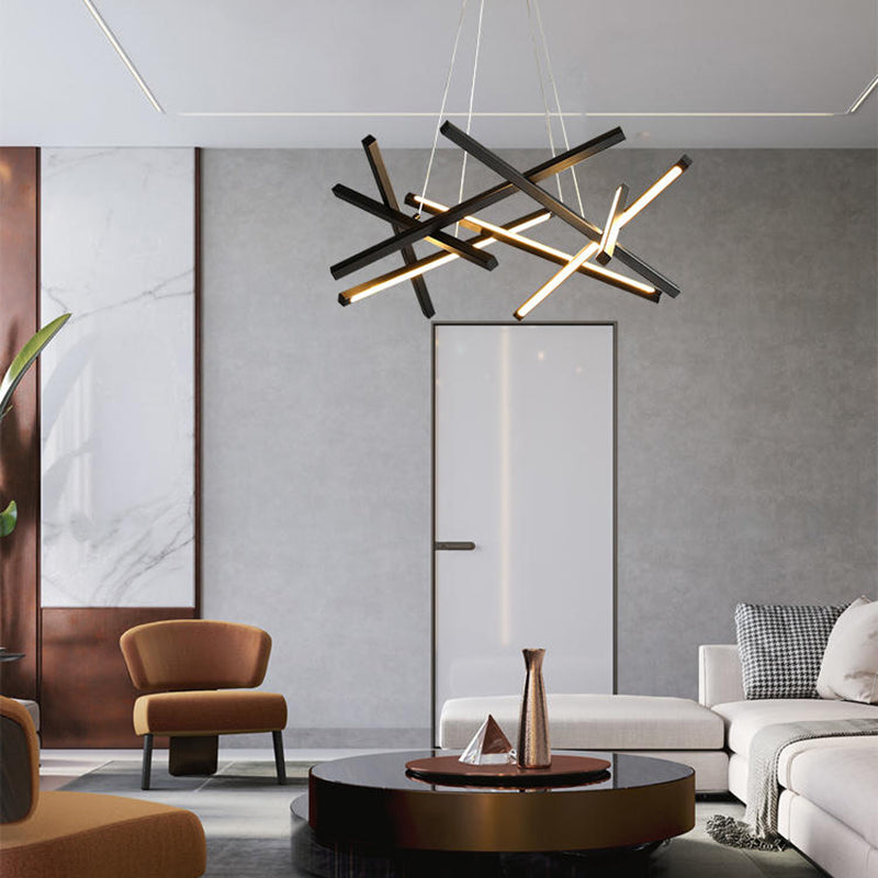 Lineaire kroonluchter verlichtingsarmaturen Moderne hanglampen met 8 lichte ophanging met witte acrylschaduw