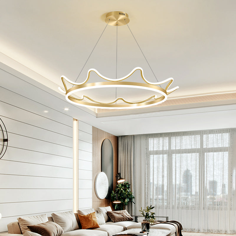 Crown Chandelier Light Fixtures Modern 2-Light Suspension Pendant Lamps with White Acrylic Shade