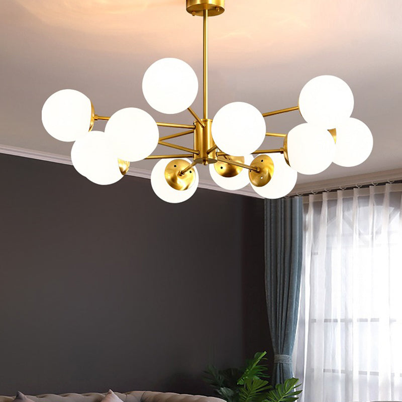 Modern Chandelier Light Fixtures Multi-Head Living Room Hanging Pendant Lamps with Glass Shade