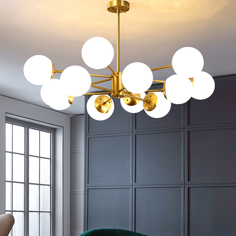 Modern Chandelier Light Fixtures Multi-Head Living Room Hanging Pendant Lamps with Glass Shade