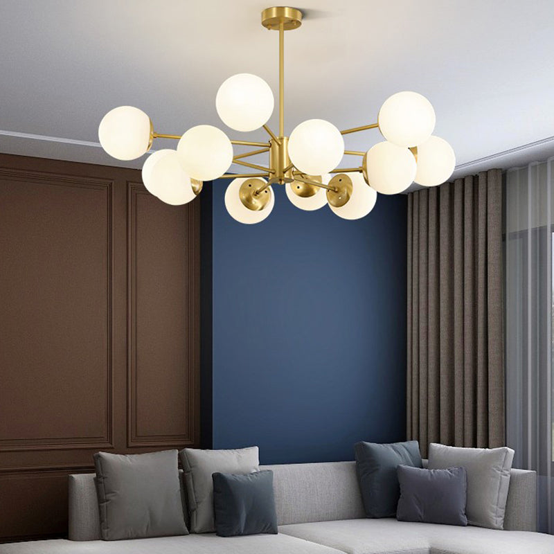 Modern Chandelier Light Fixtures Multi-Head Living Room Hanging Pendant Lamps with Glass Shade
