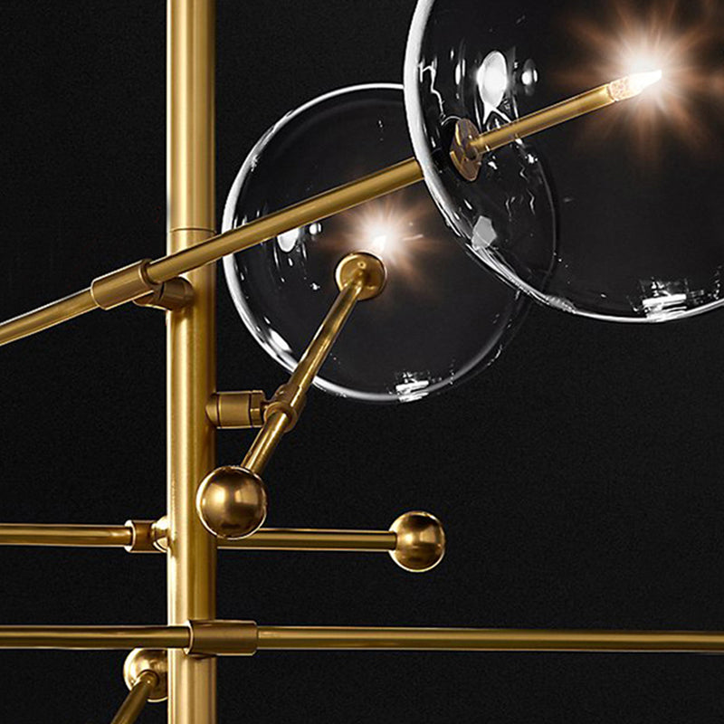 Nordic Metal Chandelier Globe Pendant Lamps with Glass Shade for Living Room