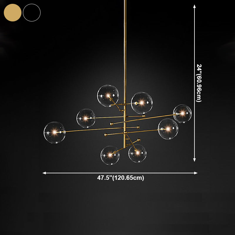 Nordic Metal Chandelier Globe Pendant Lamps with Glass Shade for Living Room