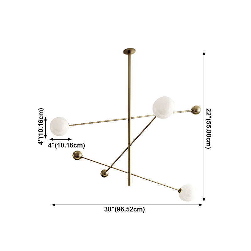 Metal Chandelier Modern 3 Lights Chandelier Lamp in Gold for Restaurant