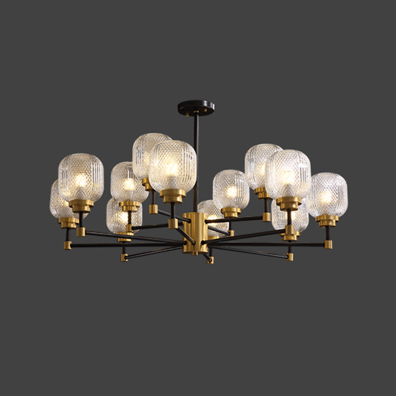 Brass Geometric Shape Chandelier Modern Chandelier Lamp with Prismatic Glass for Bedroom