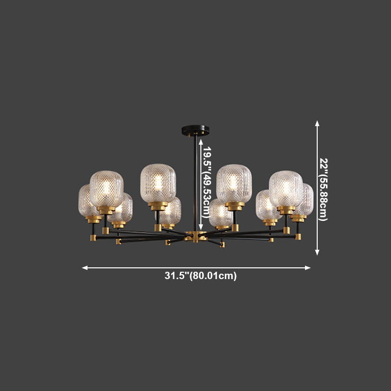 Brass Geometric Shape Chandelier Modern Chandelier Lamp with Prismatic Glass for Bedroom