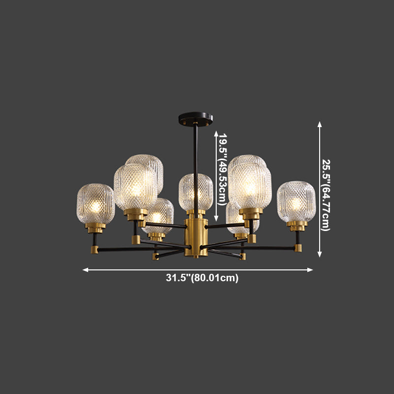 Brass Geometric Shape Chandelier Modern Chandelier Lamp with Prismatic Glass for Bedroom