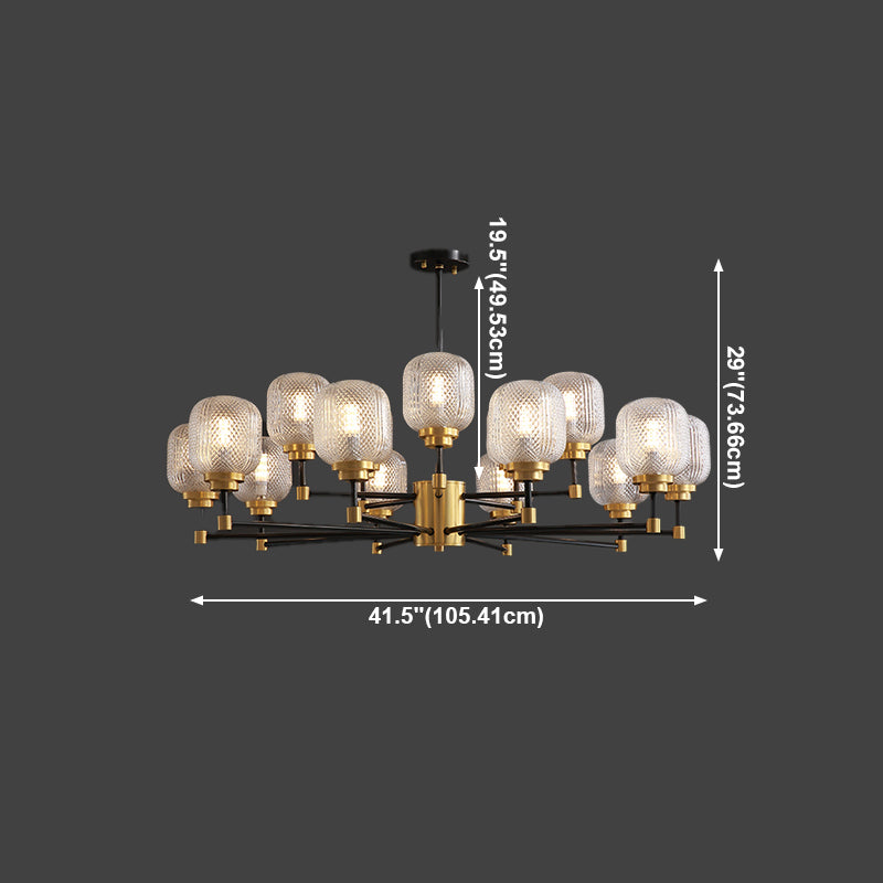 Brass Geometric Shape Chandelier Modern Chandelier Lamp with Prismatic Glass for Bedroom