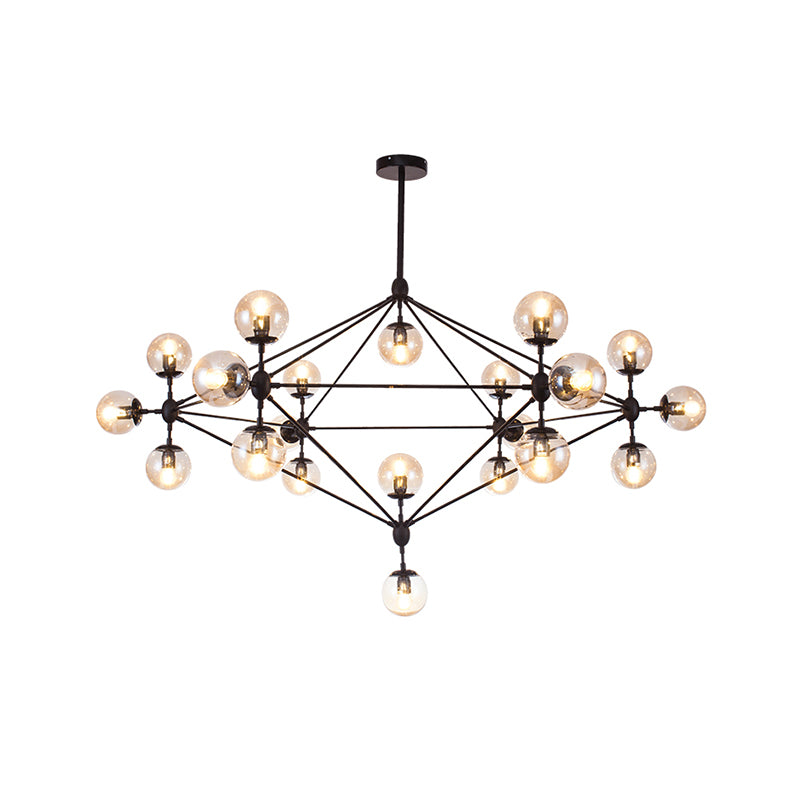 Lámparas colgantes negras de araña de metal nórdica con sombra de vidrio para sala de estar