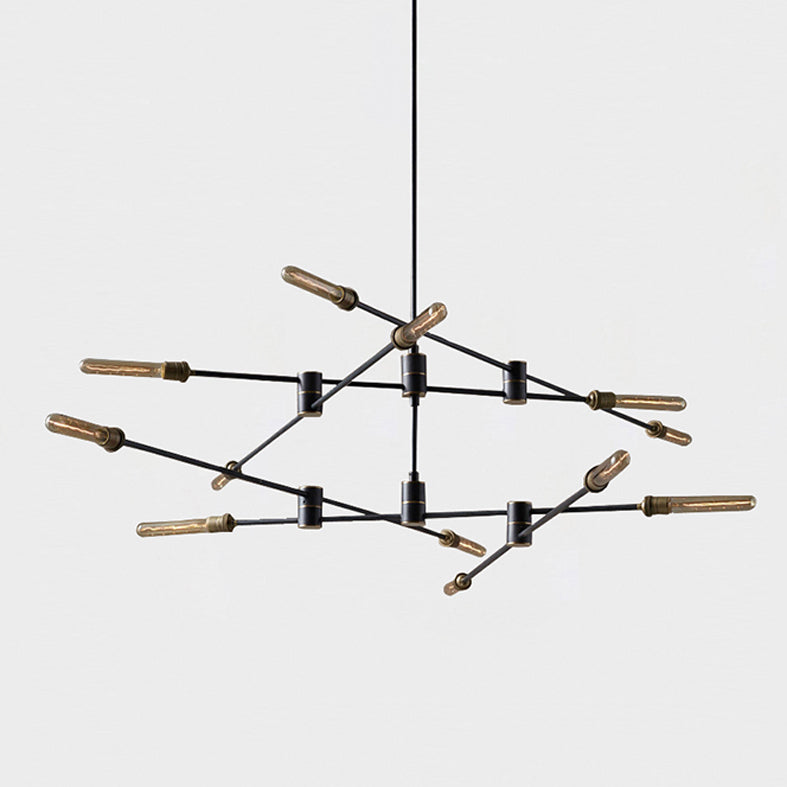 Nordic Style Metal Chandelier Branch Black Pendant Lamps for Living Room