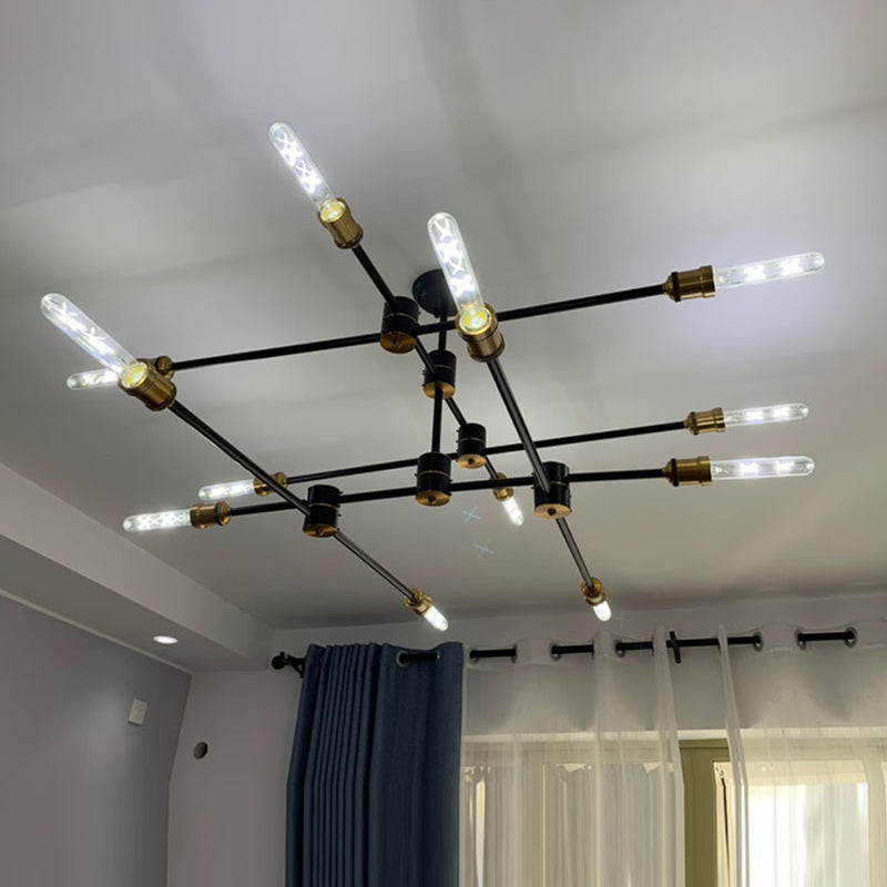 Nordic Style Metal Chandelier Branch Black Pendant Lamps for Living Room