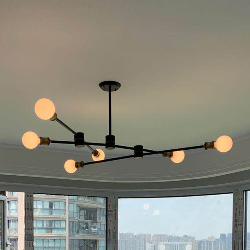 Nordic Style Metal Chandelier Branch Black Pendant Lamps for Living Room