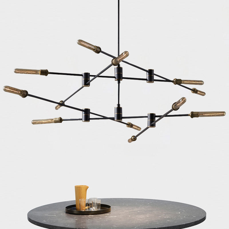 Nordic Style Metal Chandelier Branch Black Pendant Lamps for Living Room