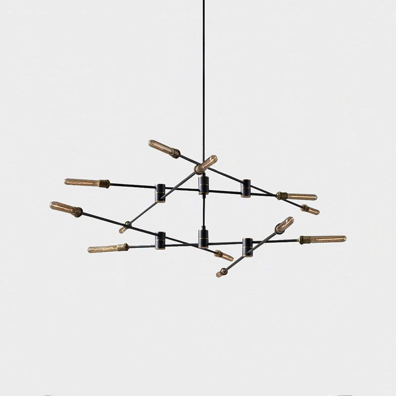 Nordic Style Metal Chandelier Branch Black Pendant Lamps for Living Room