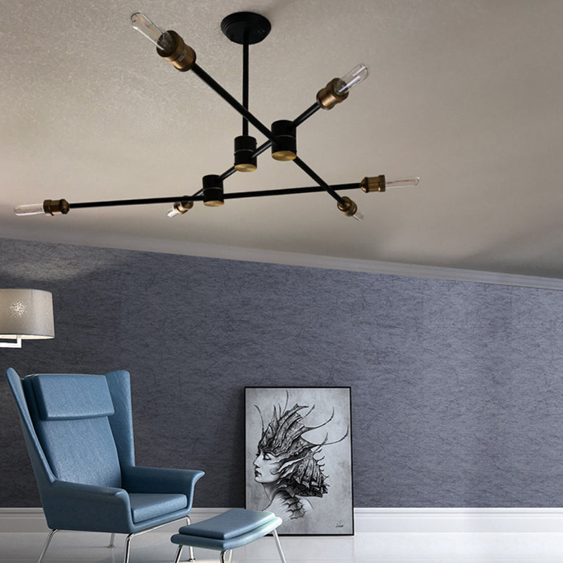 Nordic Style Metal Chandelier Branch Black Pendant Lamps for Living Room