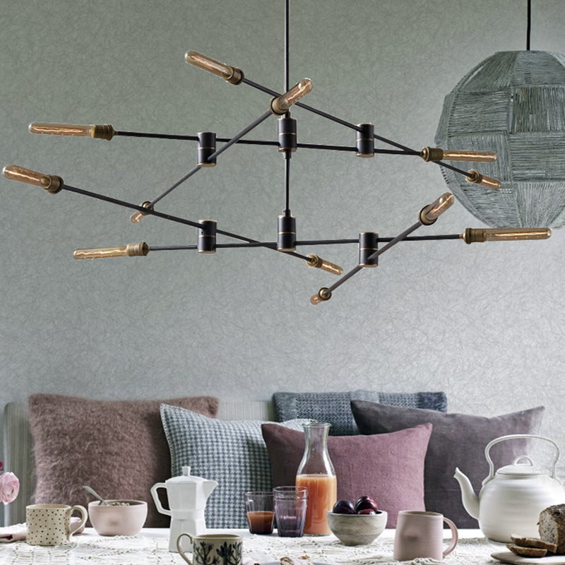 Nordic Style Metal Chandelier Branch Black Pendant Lamps for Living Room