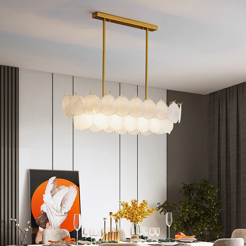 Vidrio 6 luces Modernas luces de la isla Luz de colmillo de oro