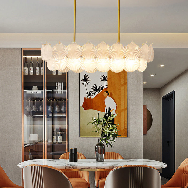 Vidrio 6 luces Modernas luces de la isla Luz de colmillo de oro