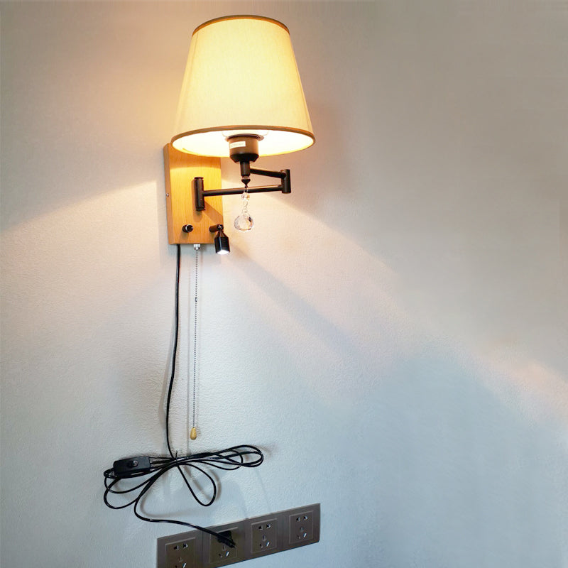 Sitting Room One Head Wall Sconce Cloth Lampshade Adjustable Wall Mounted Light Fixture