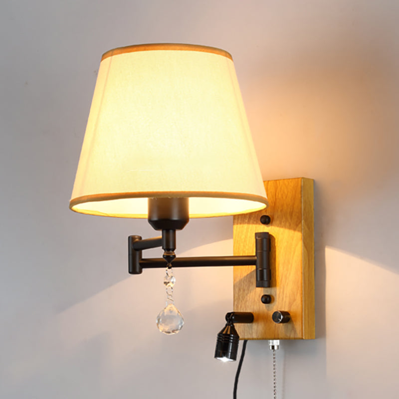 Sitting Room One Head Wall Sconce Cloth Lampshade Adjustable Wall Mounted Light Fixture