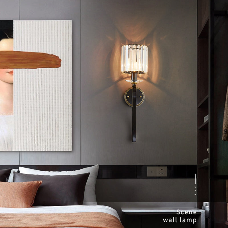 Modern Household Wall Sconce Crystal Shade Sconce Lamp for Bedroom Living Room