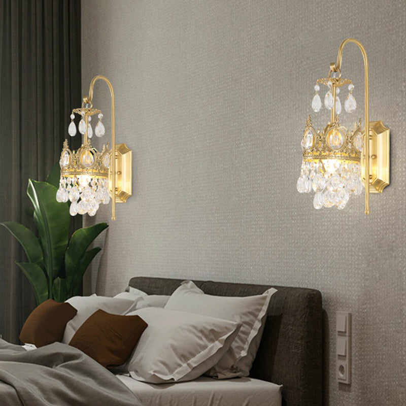 Contemporary Style Geometric Wall Light Crystal Shade Sconce Lamp for Bedroom