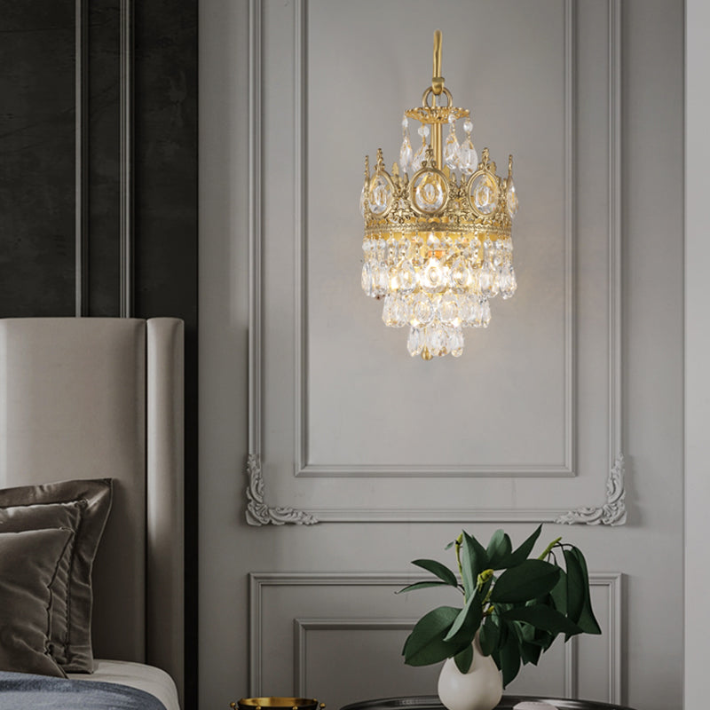 Contemporary Style Geometric Wall Light Crystal Shade Sconce Lamp for Bedroom