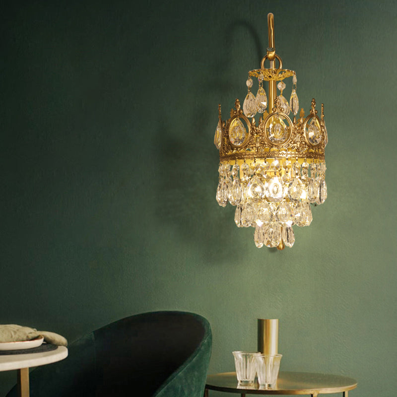 Contemporary Style Geometric Wall Light Crystal Shade Sconce Lamp for Bedroom