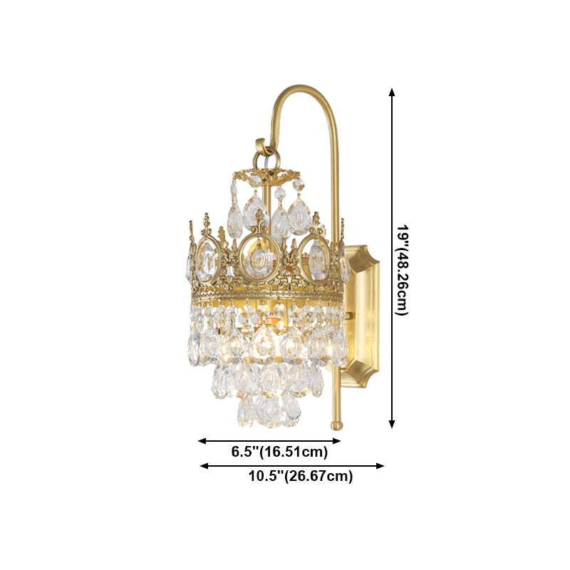 Contemporary Style Geometric Wall Light Crystal Shade Sconce Lamp for Bedroom