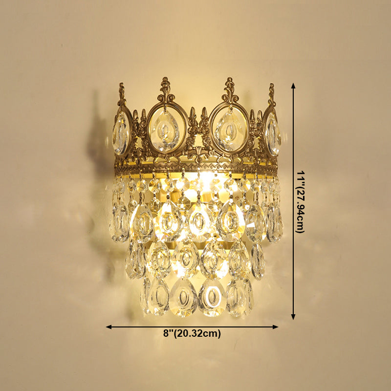 Contemporary Style Geometric Wall Light Crystal Shade Sconce Lamp for Bedroom