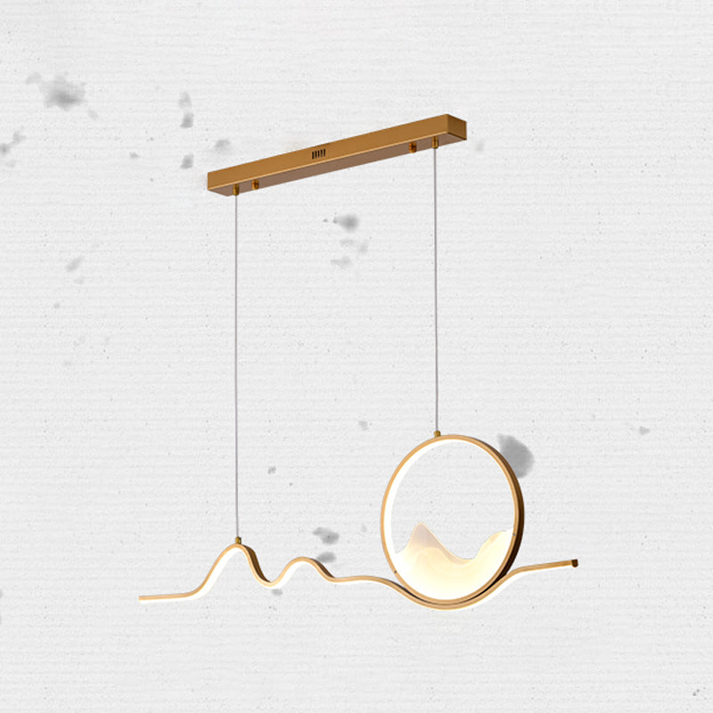 Modern LED Island Lighting Circle Metal Chandelier Light Fixture for Dining Room