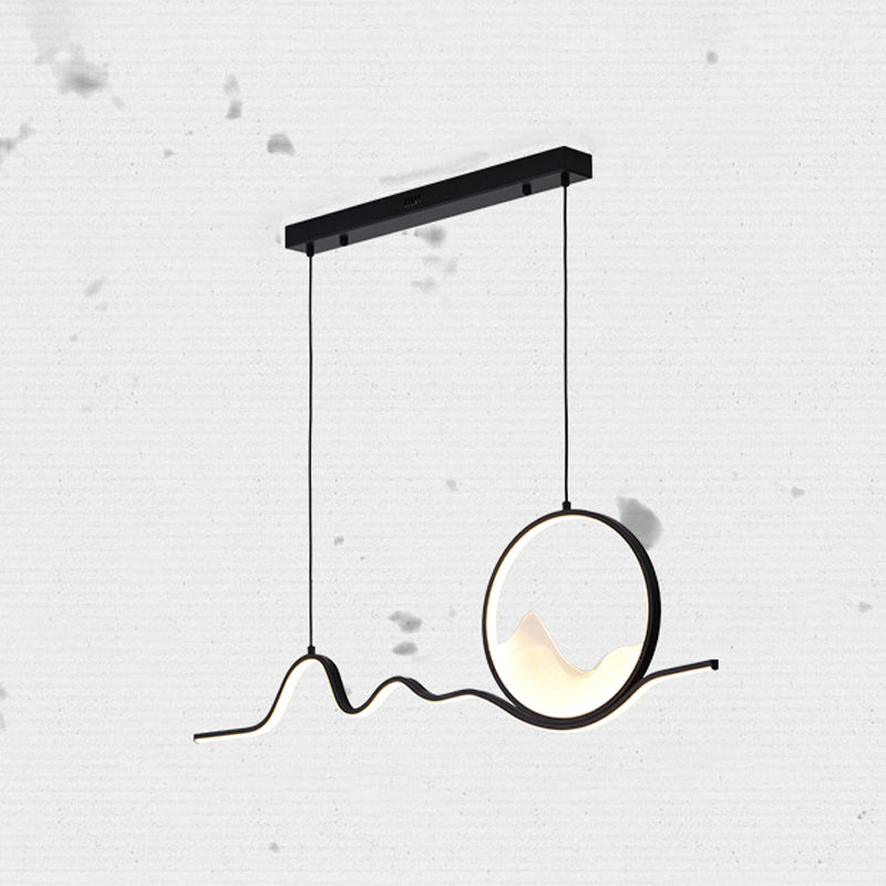 Modern LED Island Lighting Circle Metal Chandelier Light Fixture for Dining Room