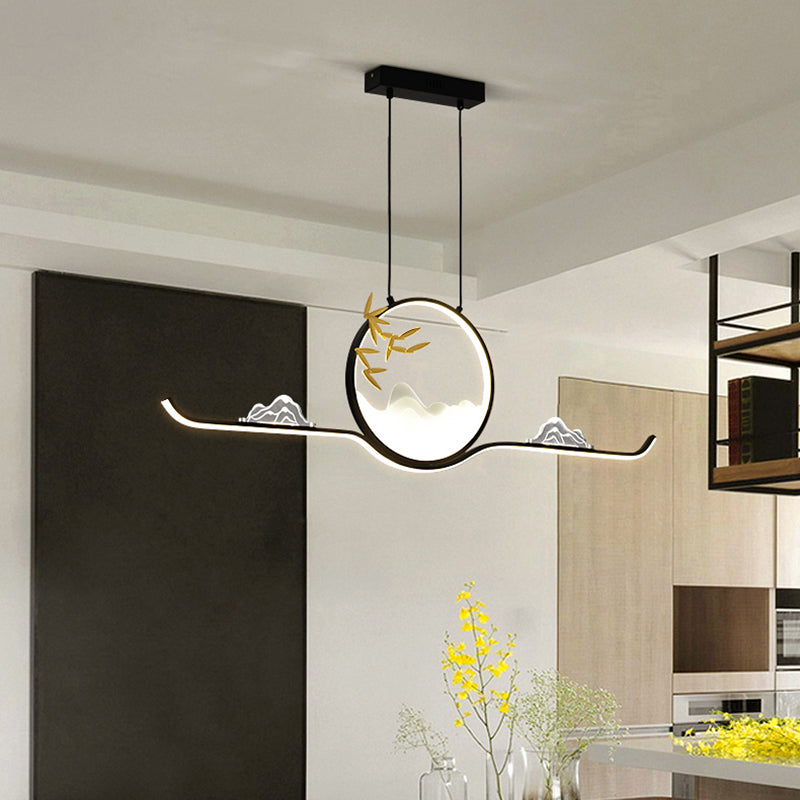 Modern LED Island Lighting Circle Metal Chandelier Light Fixture for Dining Room