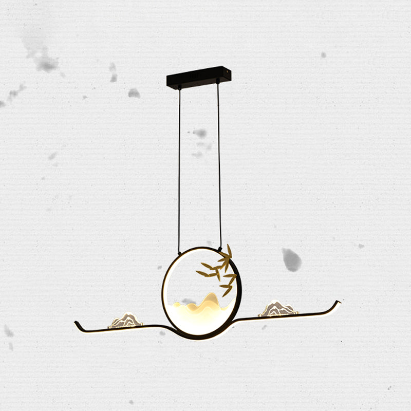 Modern LED Island Lighting Circle Metal Chandelier Light Fixture for Dining Room