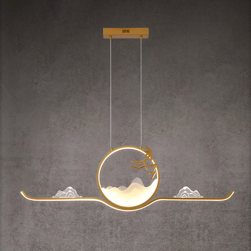 Modern LED Island Lighting Circle Metal Chandelier Light Fixture for Dining Room