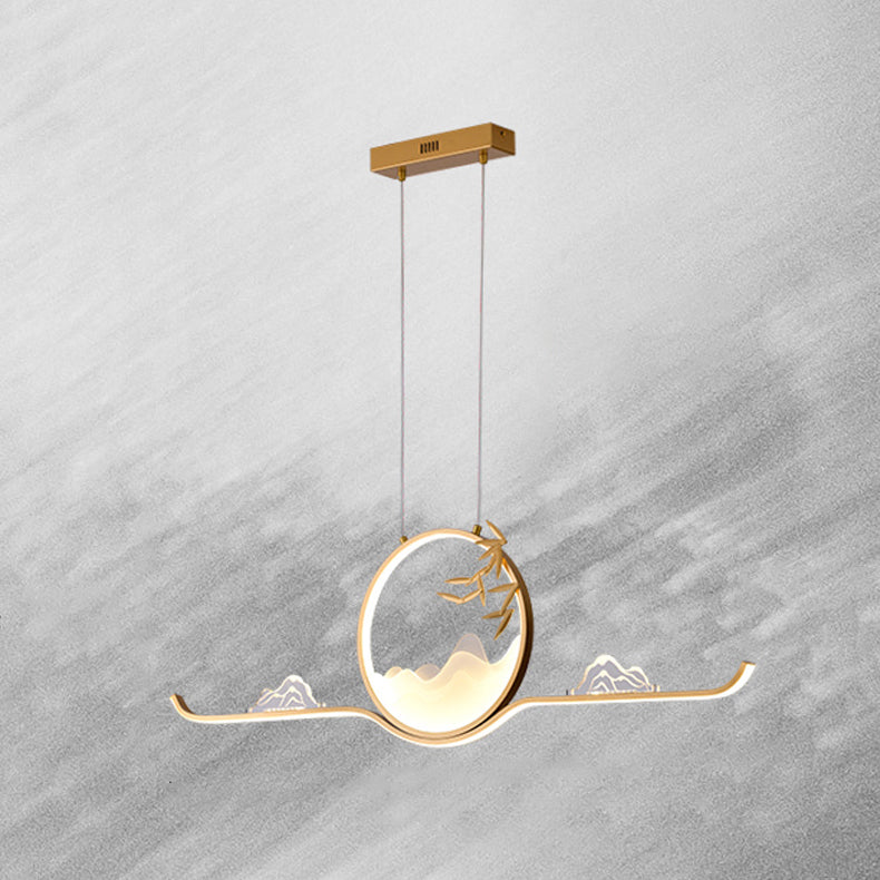 Modern LED Island Lighting Circle Metal Chandelier Light Fixture for Dining Room