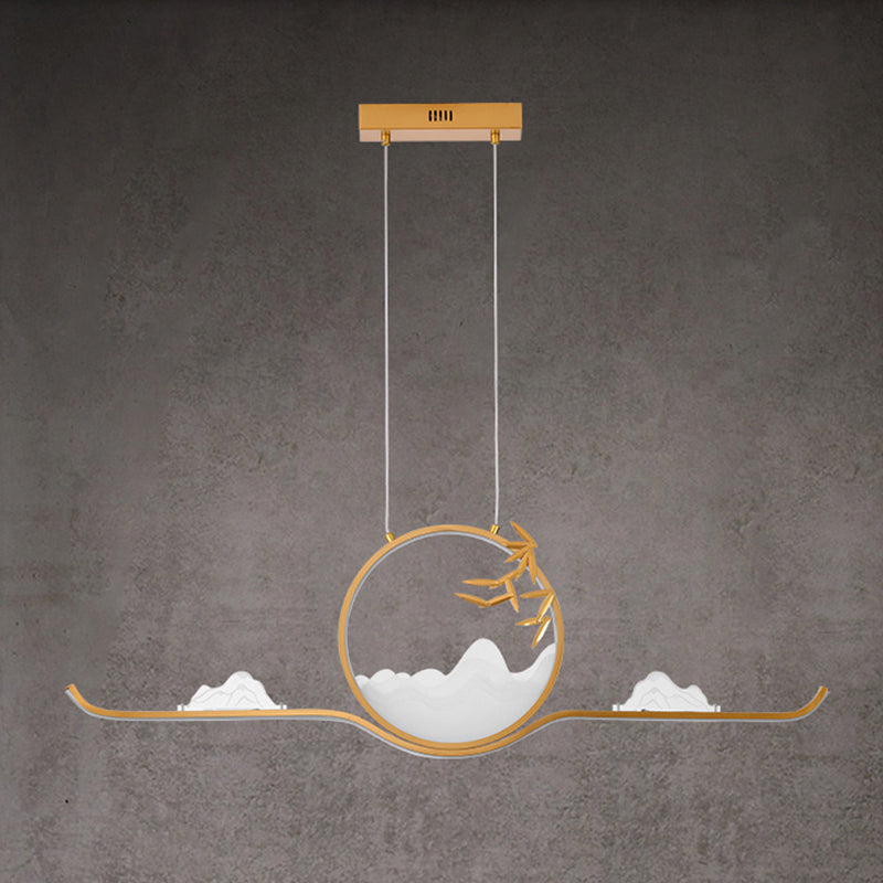 Modern LED Island Lighting Circle Metal Chandelier Light Fixture for Dining Room