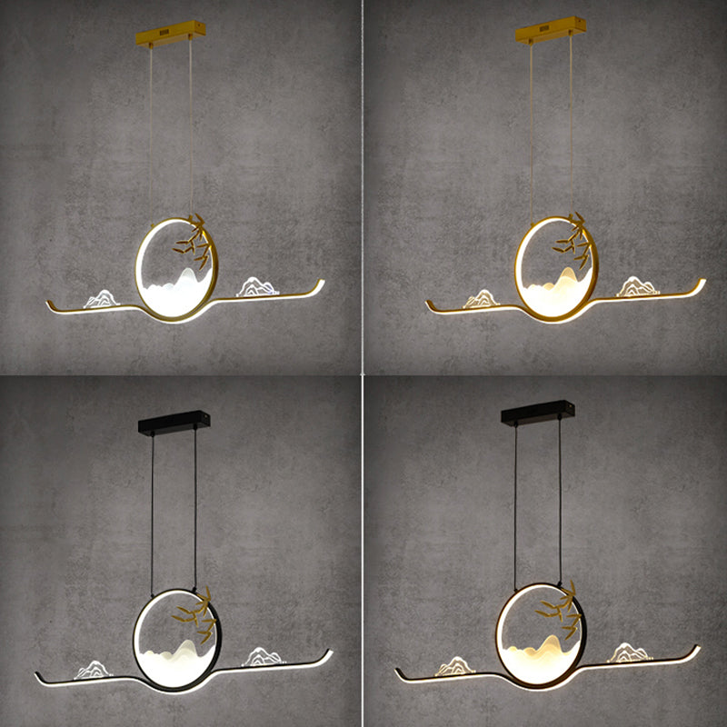 Modern LED Island Lighting Circle Metal Chandelier Light Fixture for Dining Room