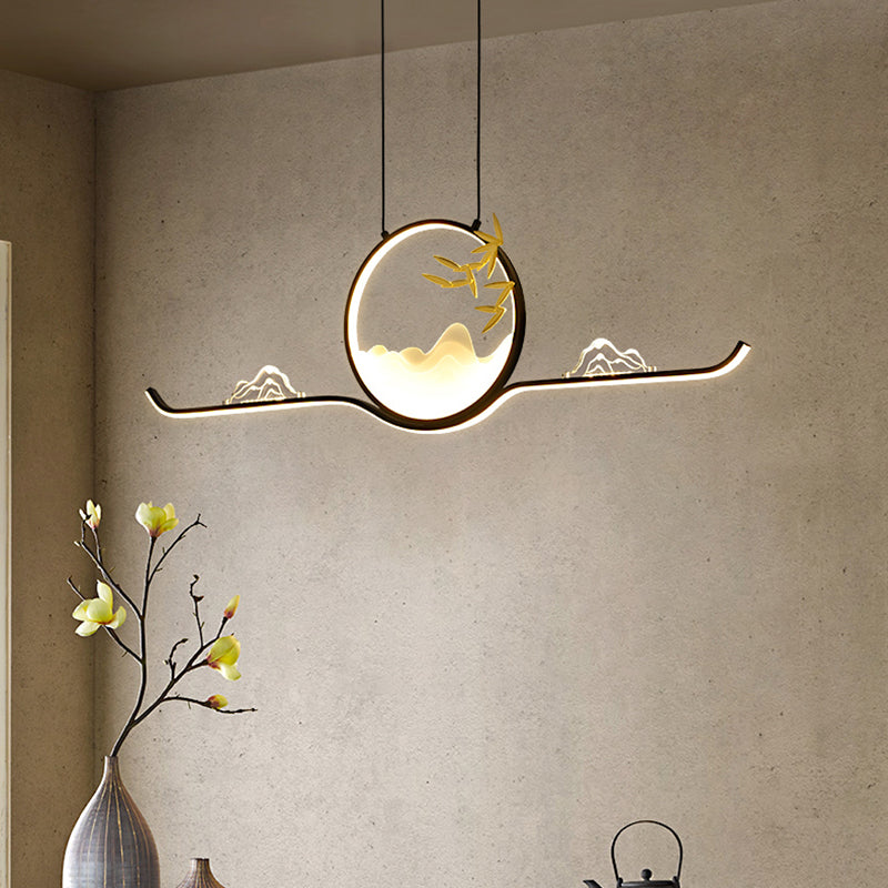 Modern LED Island Lighting Circle Metal Chandelier Light Fixture for Dining Room